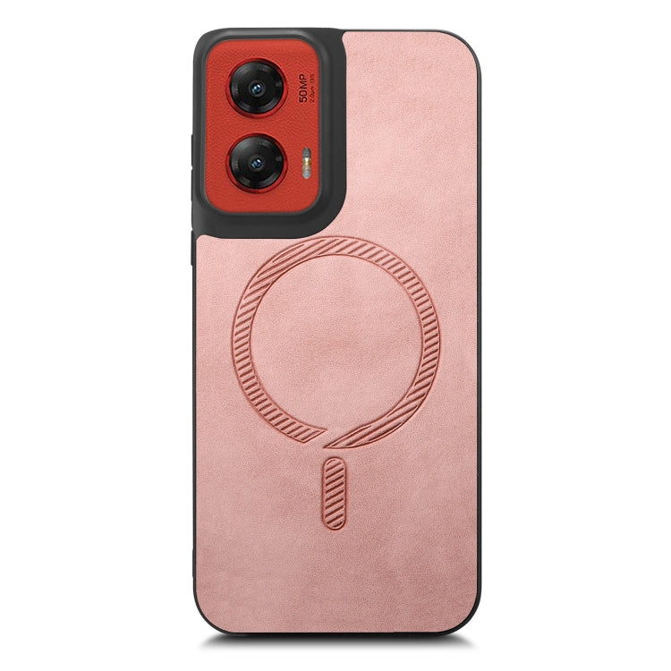 For Motorola Moto G Stylus 5G 2024 Retro Magsafe Magnetic PU Back Cover Phone Case(Pink) - Motorola Cases by PMC Jewellery | Online Shopping South Africa | PMC Jewellery | Buy Now Pay Later Mobicred