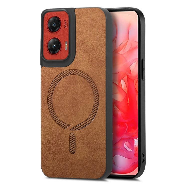 For Motorola Moto G Stylus 5G 2024 Retro Magsafe Magnetic PU Back Cover Phone Case(Brown) - Motorola Cases by PMC Jewellery | Online Shopping South Africa | PMC Jewellery | Buy Now Pay Later Mobicred