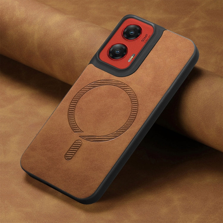 For Motorola Moto G Stylus 5G 2024 Retro Magsafe Magnetic PU Back Cover Phone Case(Brown) - Motorola Cases by PMC Jewellery | Online Shopping South Africa | PMC Jewellery | Buy Now Pay Later Mobicred