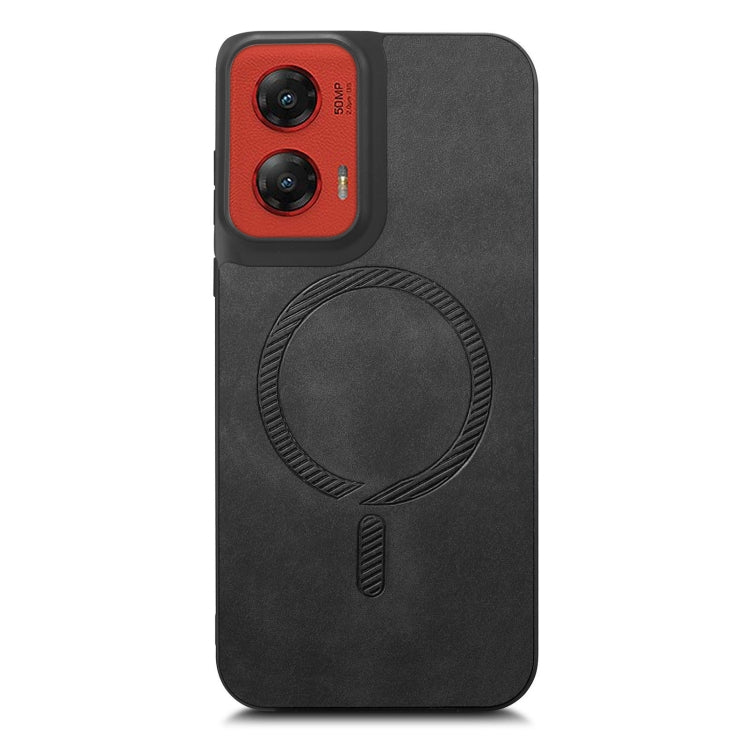 For Motorola Moto G Stylus 5G 2024 Retro Magsafe Magnetic PU Back Cover Phone Case(Black) - Motorola Cases by PMC Jewellery | Online Shopping South Africa | PMC Jewellery | Buy Now Pay Later Mobicred