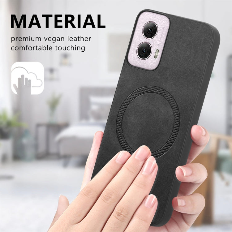 For Motorola Moto G Play 2024 4G Retro Magsafe Magnetic PU Back Cover Phone Case(Green) - Motorola Cases by PMC Jewellery | Online Shopping South Africa | PMC Jewellery | Buy Now Pay Later Mobicred