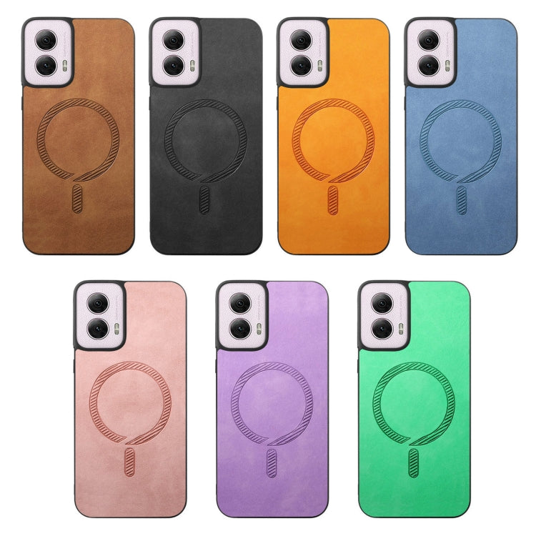 For Motorola Moto G 5G 2024 Retro Magsafe Magnetic PU Back Cover Phone Case(Blue) - Motorola Cases by PMC Jewellery | Online Shopping South Africa | PMC Jewellery | Buy Now Pay Later Mobicred