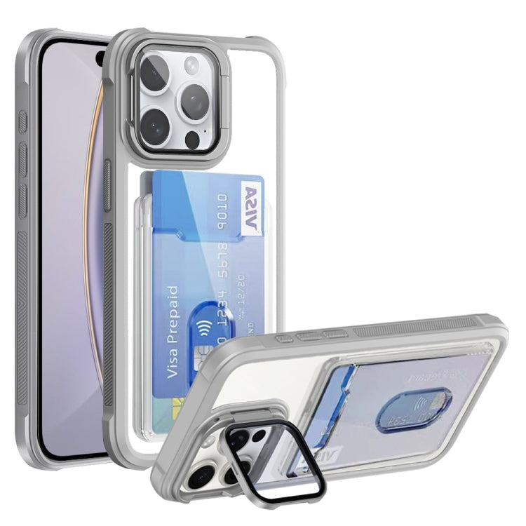 For iPhone 16 Pro Max Card Bag Holder Acrylic Hybrid TPU Phone Case(White) - iPhone 16 Pro Max Cases by PMC TechLife | Online Shopping South Africa | PMC TechLife | Buy Now Pay Later Mobicred