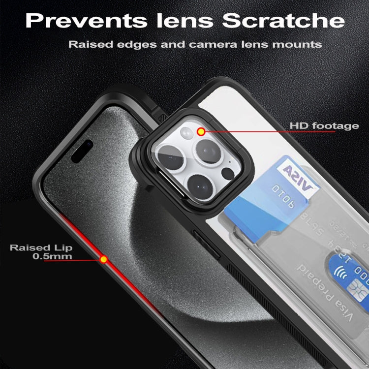 For iPhone 16 Plus Card Bag Holder Acrylic Hybrid TPU Phone Case(Purple) - iPhone 16 Plus Cases by PMC TechLife | Online Shopping South Africa | PMC TechLife | Buy Now Pay Later Mobicred