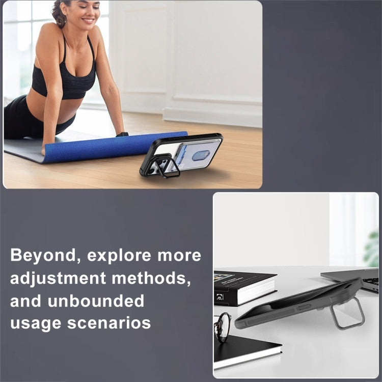 For iPhone 16 Card Bag Holder Acrylic Hybrid TPU Phone Case(Orange) - iPhone 16 Cases by PMC TechLife | Online Shopping South Africa | PMC TechLife | Buy Now Pay Later Mobicred