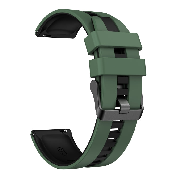 For Amazfit Active 20mm Two-Color Sports Silicone Watch Band(Olive Green+Black) - free shipping - PMC TechLife - Order now!