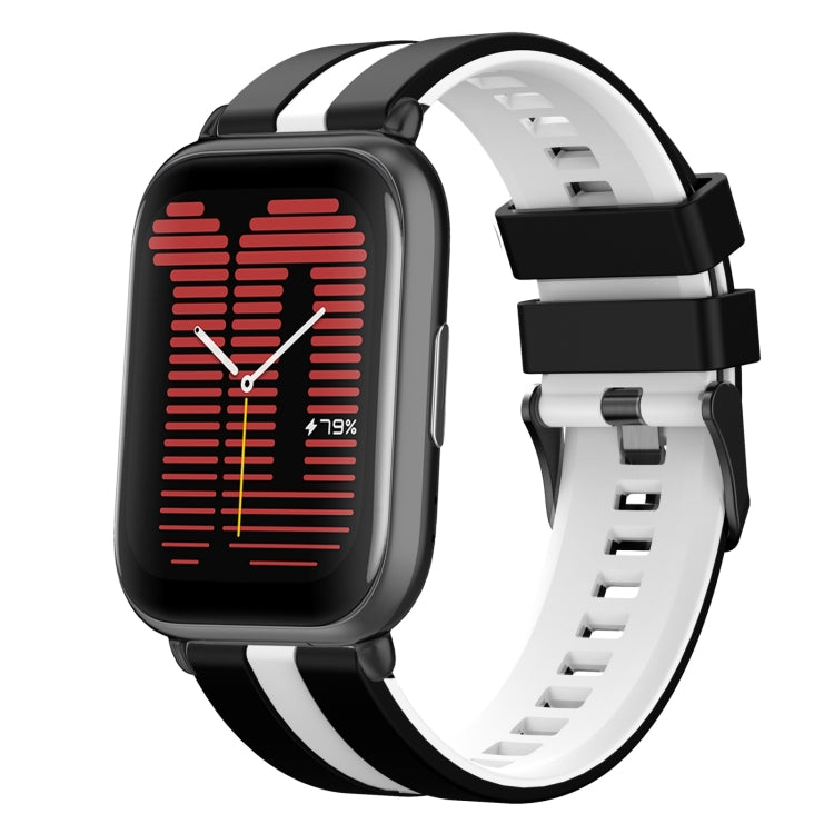 For Amazfit Active 20mm Two-Color Sports Silicone Watch Band(Black+White) - free shipping - PMC TechLife - Order now!