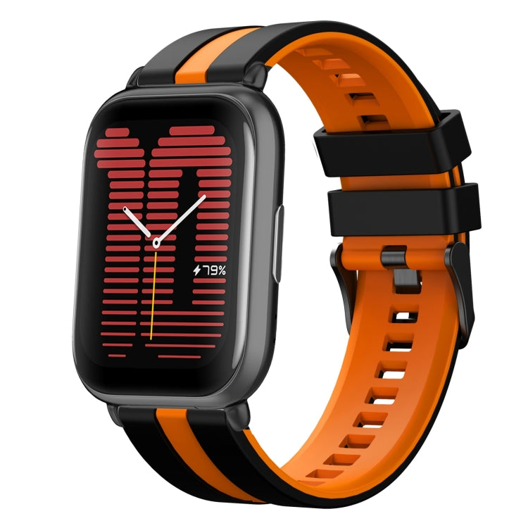 For Amazfit Active 20mm Two-Color Sports Silicone Watch Band(Black+Orange) - free shipping - PMC TechLife - Order now!