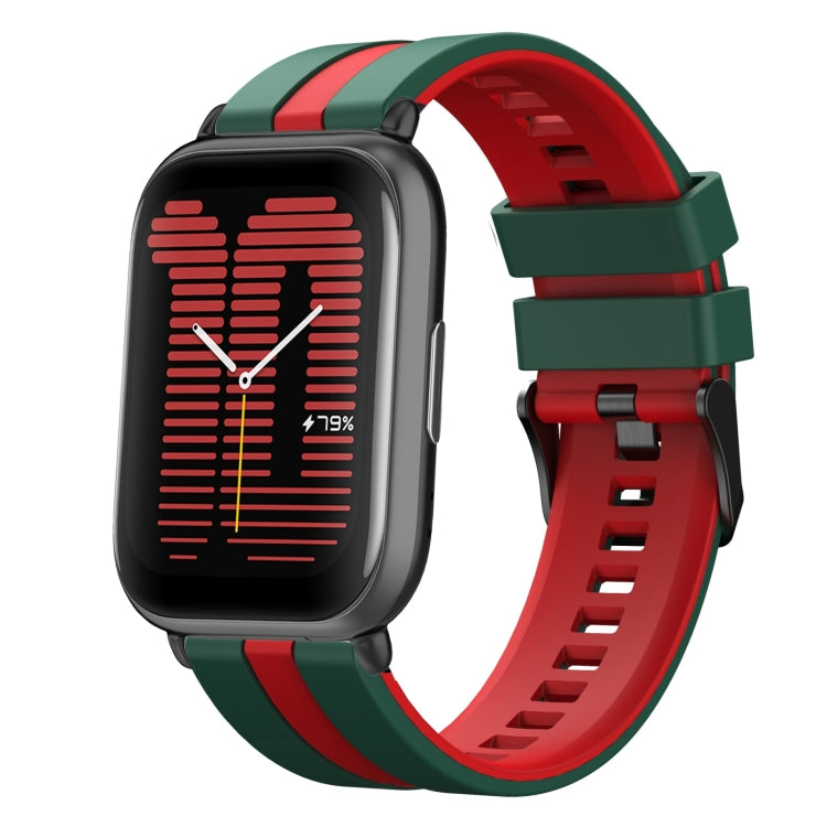 For Amazfit Active 20mm Two-Color Sports Silicone Watch Band(Green+Red) - free shipping - PMC TechLife - Order now!