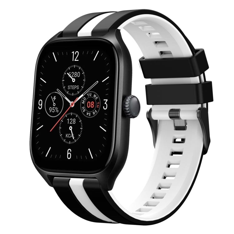 For Amazfit GTS 4 20mm Two-Color Sports Silicone Watch Band(Black+White) - free shipping - PMC TechLife - Order now!