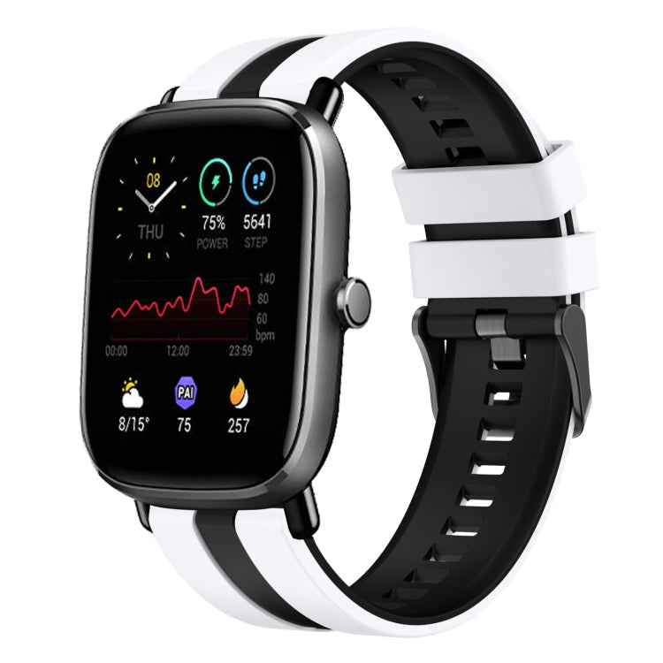 For Amazfit GTS 4 Mini 20mm Two-Color Sports Silicone Watch Band(White+Black) - free shipping - PMC TechLife - Order now!