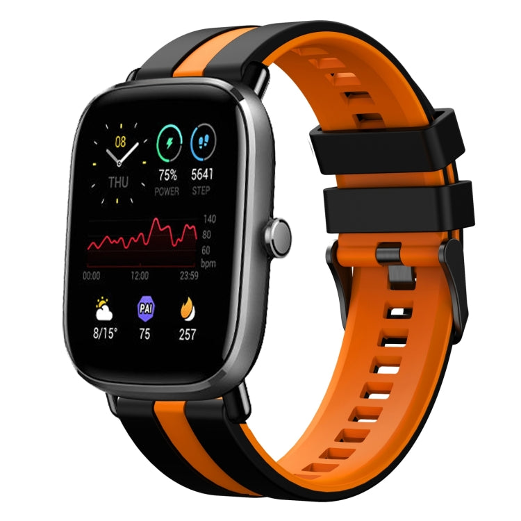 For Amazfit GTS 4 Mini 20mm Two-Color Sports Silicone Watch Band(Black+Orange) - free shipping - PMC TechLife - Order now!