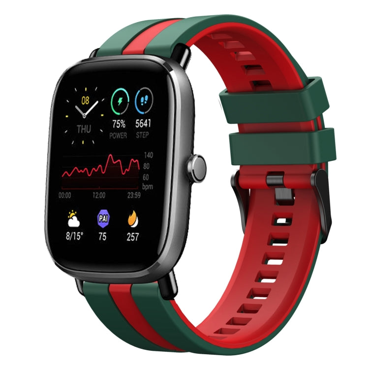 For Amazfit GTS 4 Mini 20mm Two-Color Sports Silicone Watch Band(Green+Red) - free shipping - PMC TechLife - Order now!