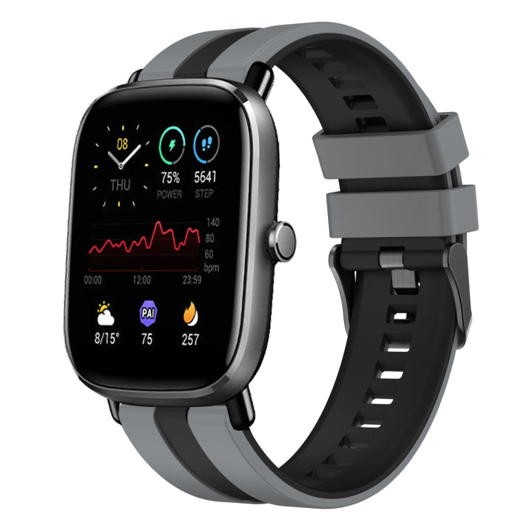 For Amazfit GTS 4 Mini 20mm Two-Color Sports Silicone Watch Band(Grey+Black) - free shipping - PMC TechLife - Order now!