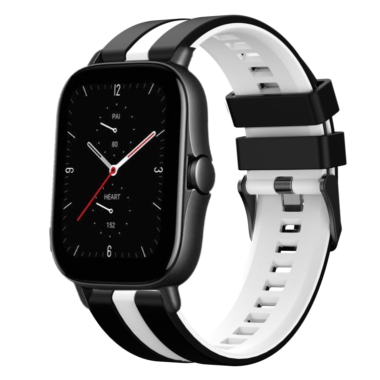 For Amazfit GTS 2E 20mm Two-Color Sports Silicone Watch Band(Black+White) - free shipping - PMC TechLife - Order now!