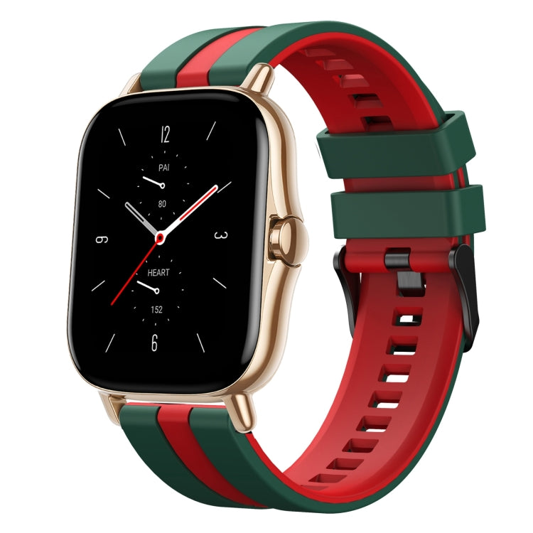 For Amazfit GTS 2 20mm Two-Color Sports Silicone Watch Band(Green+Red) - free shipping - PMC TechLife - Order now!