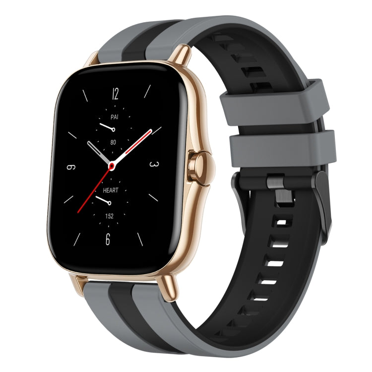 For Amazfit GTS 2 20mm Two-Color Sports Silicone Watch Band(Grey+Black) - free shipping - PMC TechLife - Order now!