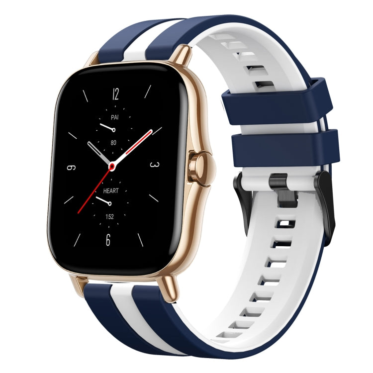 For Amazfit GTS 2 20mm Two-Color Sports Silicone Watch Band(Blue+White) - free shipping - PMC TechLife - Order now!