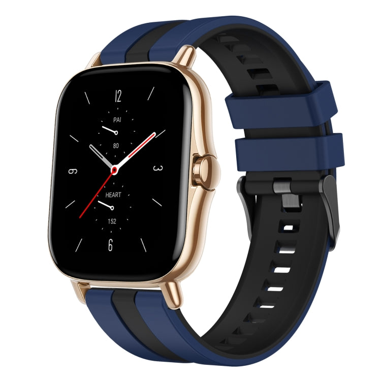 For Amazfit GTS 2 20mm Two-Color Sports Silicone Watch Band(Blue+Black) - free shipping - PMC TechLife - Order now!