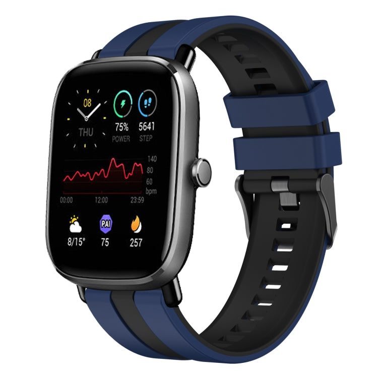For Amazfit GTS 2 Mini 20mm Two-Color Sports Silicone Watch Band(Blue+Black) - free shipping - PMC TechLife - Order now!