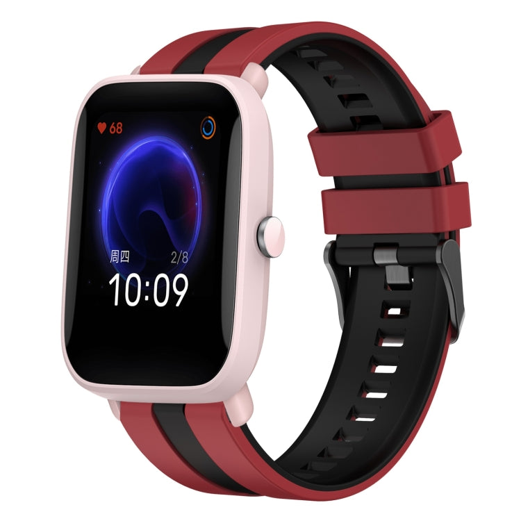For Amazfit Pop Pro 20mm Two-Color Sports Silicone Watch Band(Red+Black) - free shipping - PMC TechLife - Order now!