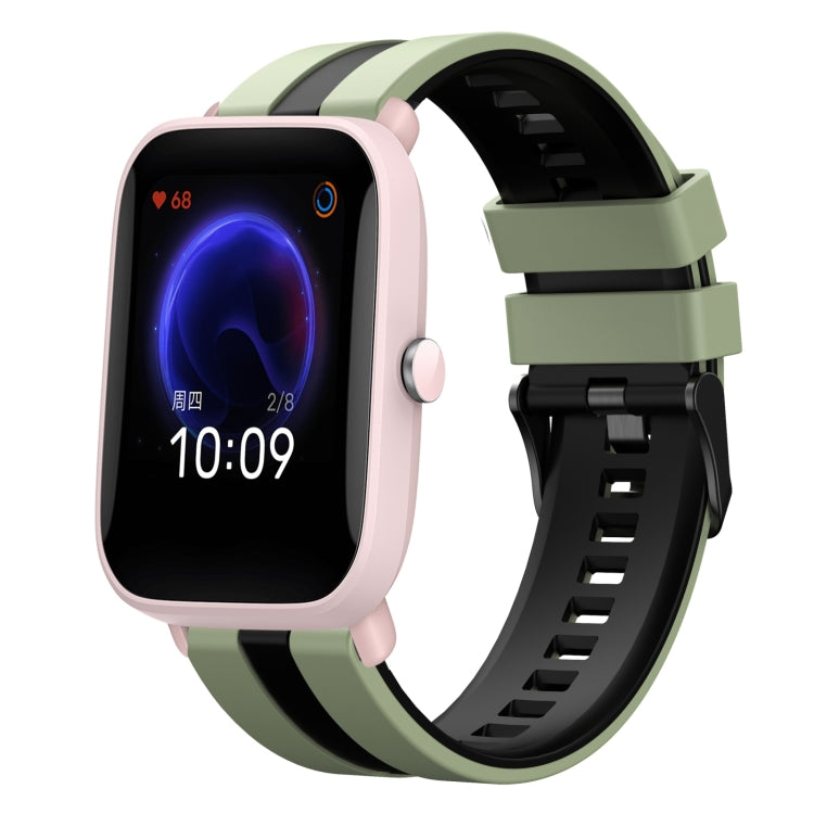 For Amazfit Pop Pro 20mm Two-Color Sports Silicone Watch Band(Light Green+Black) - free shipping - PMC TechLife - Order now!