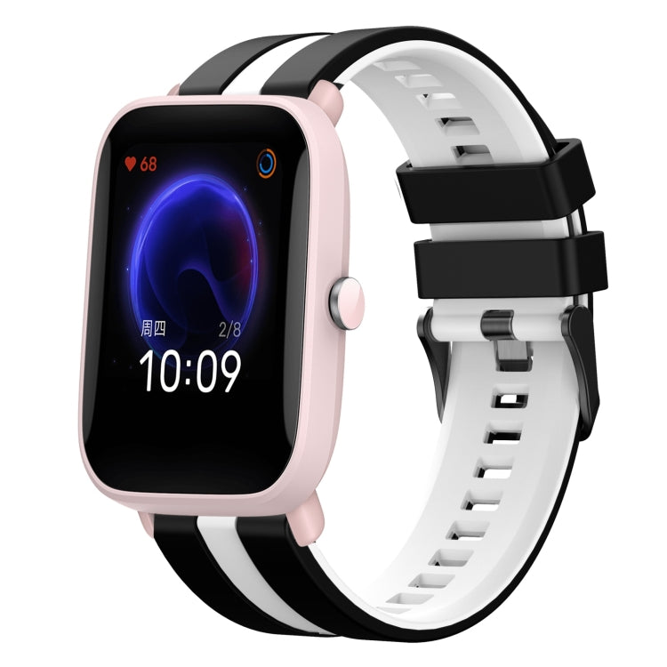 For Amazfit Pop Pro 20mm Two-Color Sports Silicone Watch Band(Black+White) - free shipping - PMC TechLife - Order now!