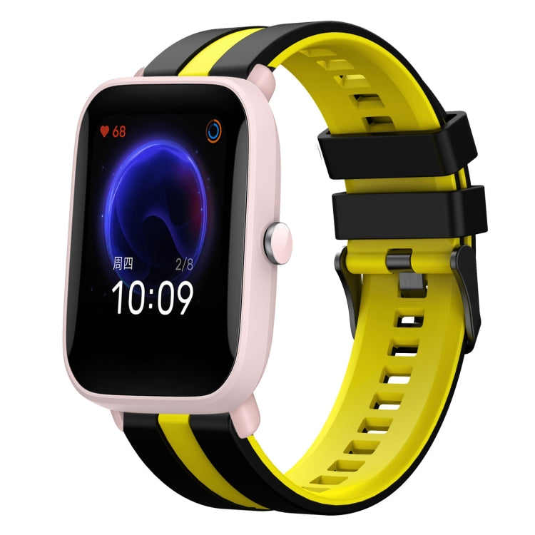 For Amazfit Pop Pro 20mm Two-Color Sports Silicone Watch Band(Black+Yellow) - free shipping - PMC TechLife - Order now!