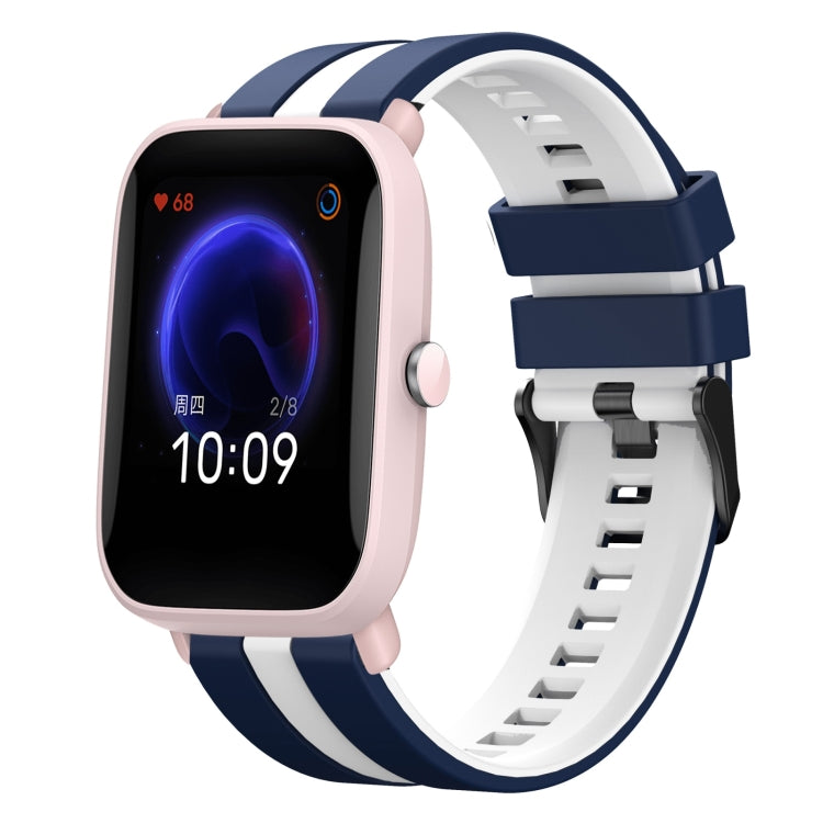 For Amazfit Pop Pro 20mm Two-Color Sports Silicone Watch Band(Blue+White) - free shipping - PMC TechLife - Order now!