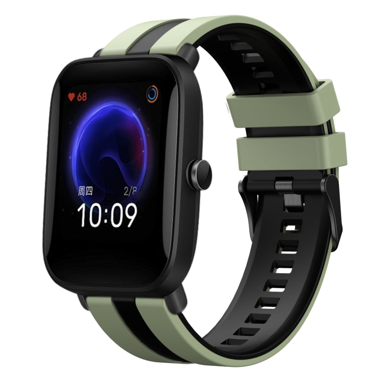 For Amazfit Pop 20mm Two-Color Sports Silicone Watch Band(Light Green+Black) - free shipping - PMC TechLife - Order now!