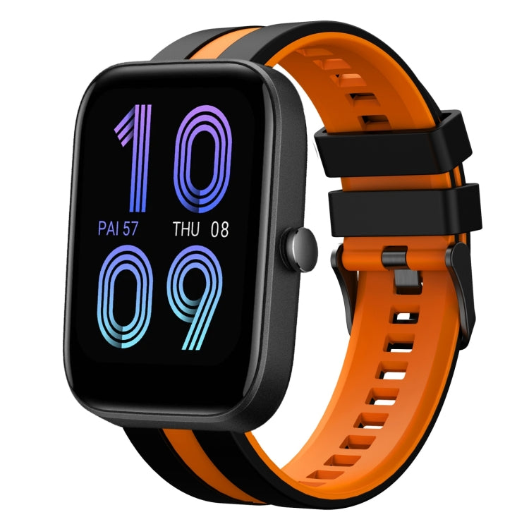For Amazfit Bip3 20mm Two-Color Sports Silicone Watch Band(Black+Orange) - free shipping - PMC TechLife - Order now!