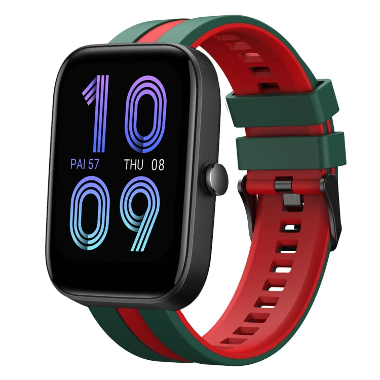 For Amazfit Bip3 Pro 20mm Two-Color Sports Silicone Watch Band(Green+Red) - free shipping - PMC TechLife - Order now!