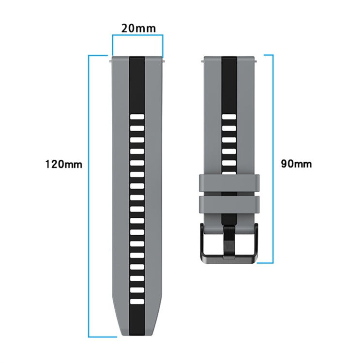 For Amazfit Active 20mm Two-Color Sports Silicone Watch Band(Blue+White) - free shipping - PMC TechLife - Order now!