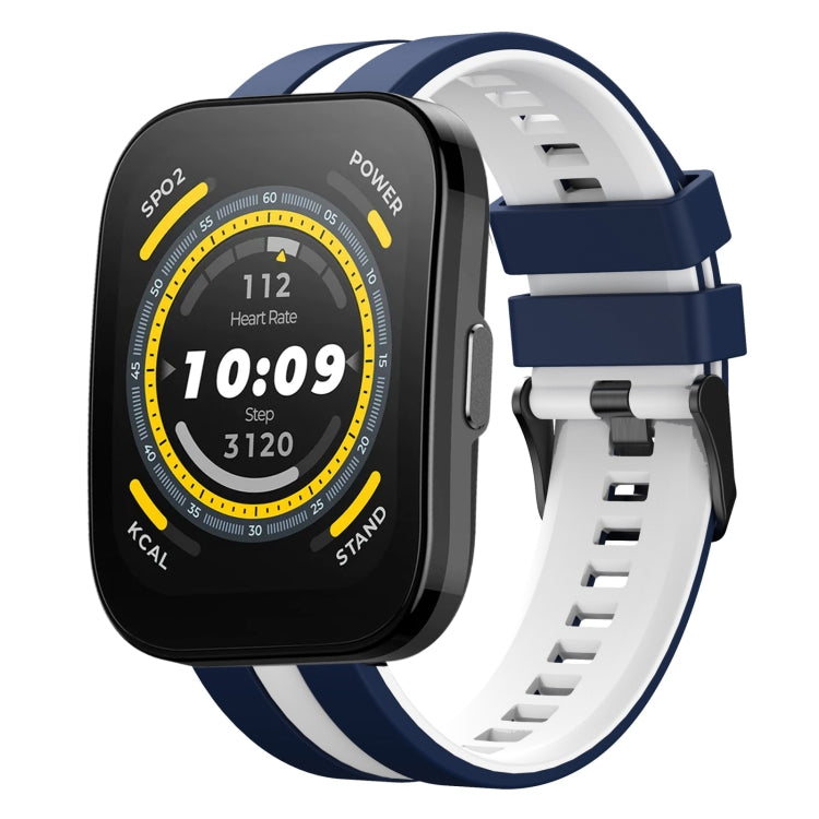 For Amazfit Bip 5 22mm Two-Color Sports Silicone Watch Band(Blue+White) - free shipping - PMC TechLife - Order now!