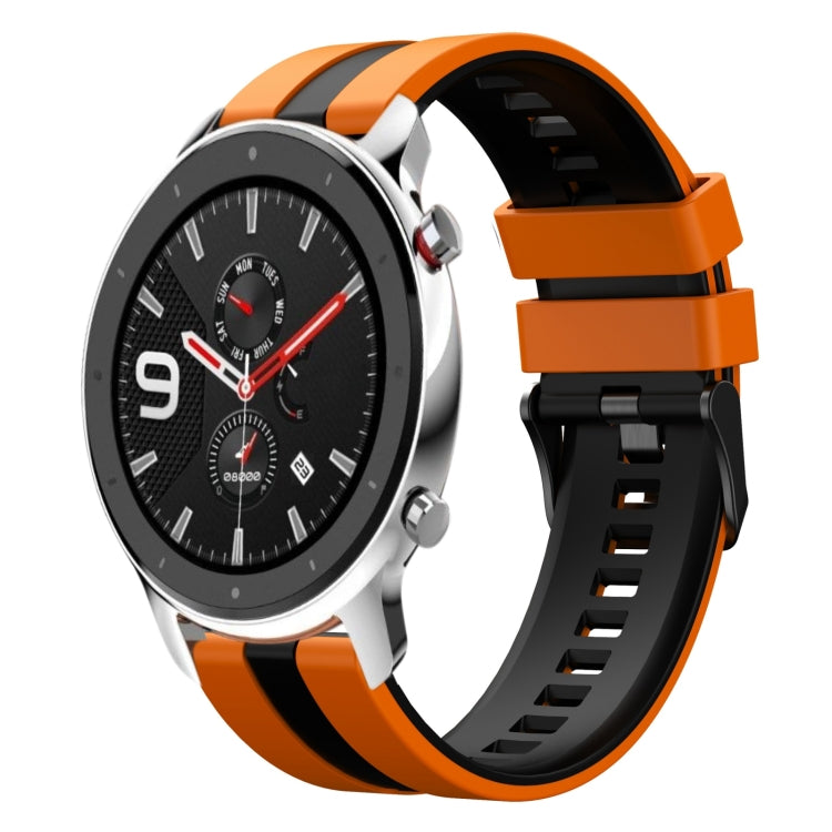 For Amazfit GTR 4 22mm Two-Color Sports Silicone Watch Band(Orange+Black) - free shipping - PMC TechLife - Order now!