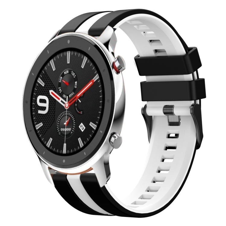 For Amazfit GTR 4 22mm Two-Color Sports Silicone Watch Band(Black+White) - free shipping - PMC TechLife - Order now!