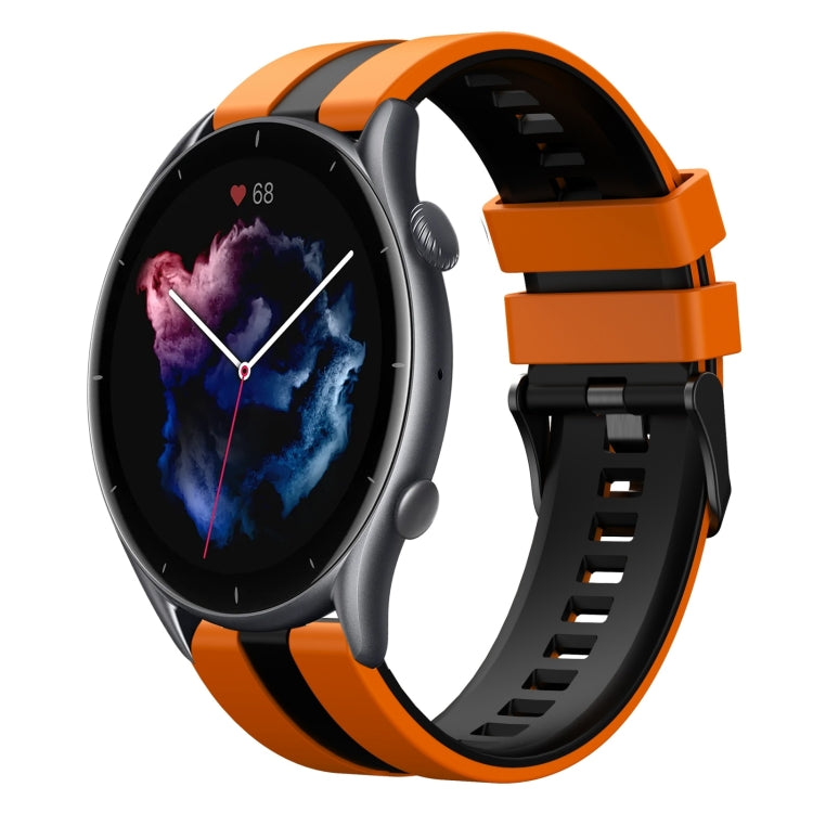 For Amazfit GTR 3 22mm Two-Color Sports Silicone Watch Band(Orange+Black) - free shipping - PMC TechLife - Order now!