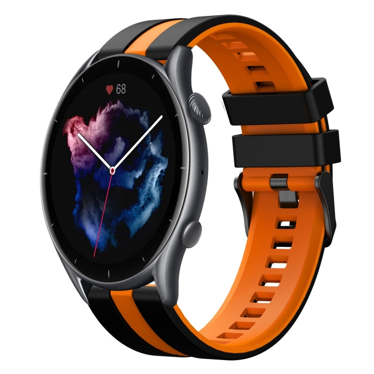 For Amazfit GTR 3 22mm Two-Color Sports Silicone Watch Band(Black+Orange) - free shipping - PMC TechLife - Order now!