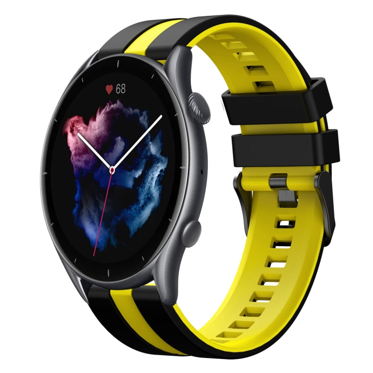 For Amazfit GTR 3 Pro 22mm Two-Color Sports Silicone Watch Band(Black+Yellow) - free shipping - PMC TechLife - Order now!