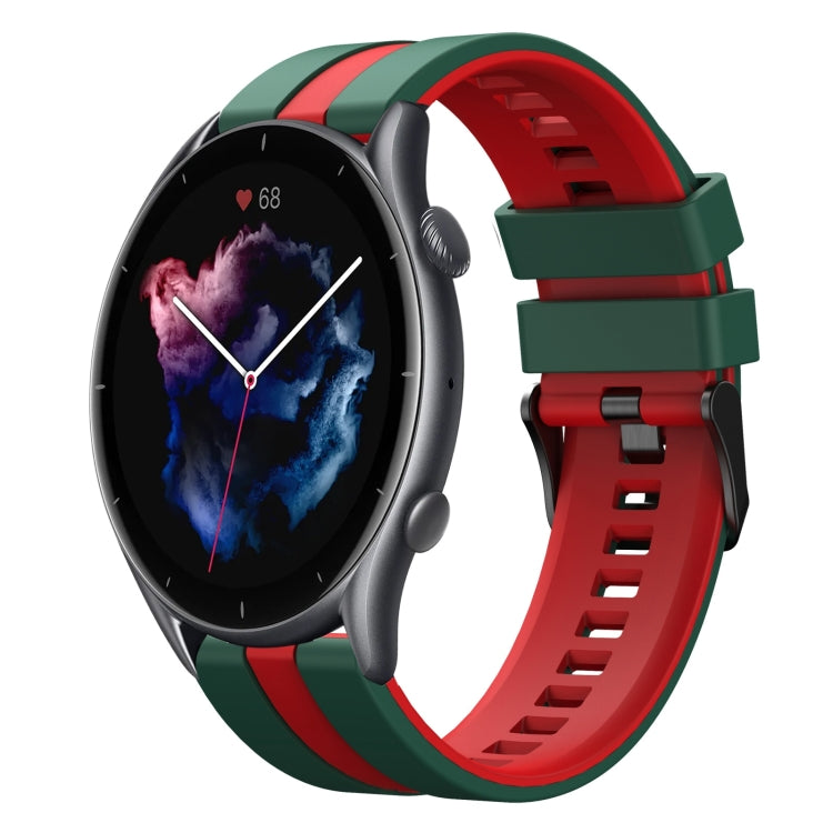 For Amazfit GTR 3 Pro 22mm Two-Color Sports Silicone Watch Band(Green+Red) - free shipping - PMC TechLife - Order now!