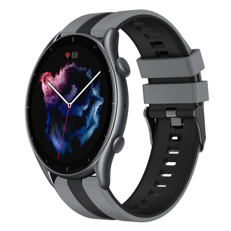 For Amazfit GTR 3 Pro 22mm Two-Color Sports Silicone Watch Band(Grey+Black) - free shipping - PMC TechLife - Order now!