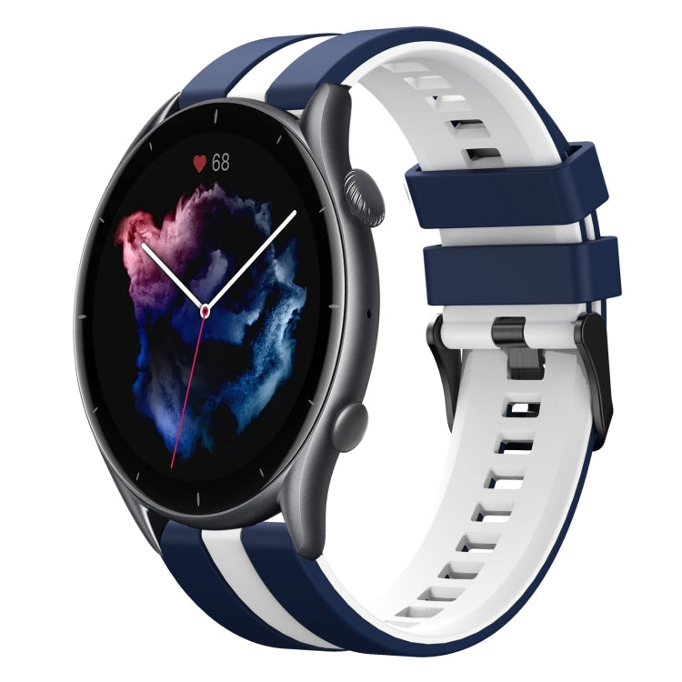 For Amazfit GTR 3 Pro 22mm Two-Color Sports Silicone Watch Band(Blue+White) - free shipping - PMC TechLife - Order now!