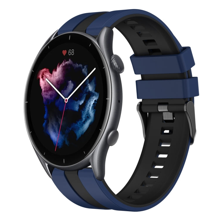 For Amazfit GTR 3 Pro 22mm Two-Color Sports Silicone Watch Band(Blue+Black) - free shipping - PMC TechLife - Order now!