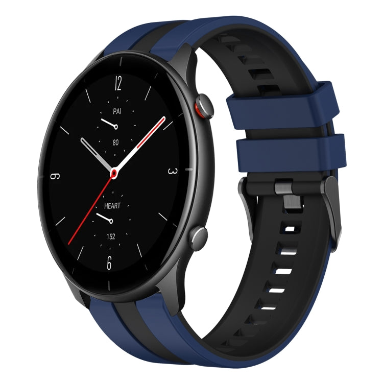 For Amazfit GTR 2e 22mm Two-Color Sports Silicone Watch Band(Blue+Black) - free shipping - PMC TechLife - Order now!