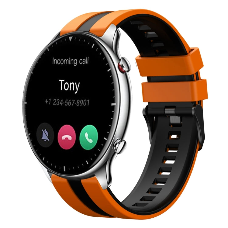 For Amazfit GTR 2 22mm Two-Color Sports Silicone Watch Band(Orange+Black) - free shipping - PMC TechLife - Order now!
