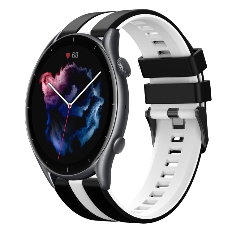 For Amazfit 3 22mm Two-Color Sports Silicone Watch Band(Black+White) - free shipping - PMC TechLife - Order now!