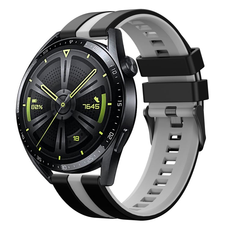 For Amazfit 3 22mm Two-Color Sports Silicone Watch Band(Black+Grey) - free shipping - PMC TechLife - Order now!