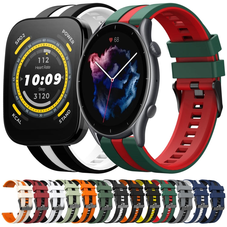 For Amazfit 3 22mm Two-Color Sports Silicone Watch Band(Black+White) - free shipping - PMC TechLife - Order now!