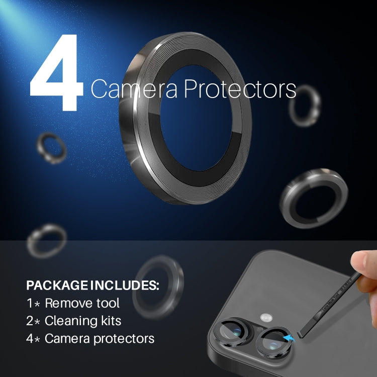 For iPhone 16 / 16 Plus NORTHJO 2 Sets 4pcs Camera Lens Protector Cover Metal Ring Film(Black) - iPhone 16 Plus Tempered Glass by NORTHJO | Online Shopping South Africa | PMC TechLife | Buy Now Pay Later Mobicred