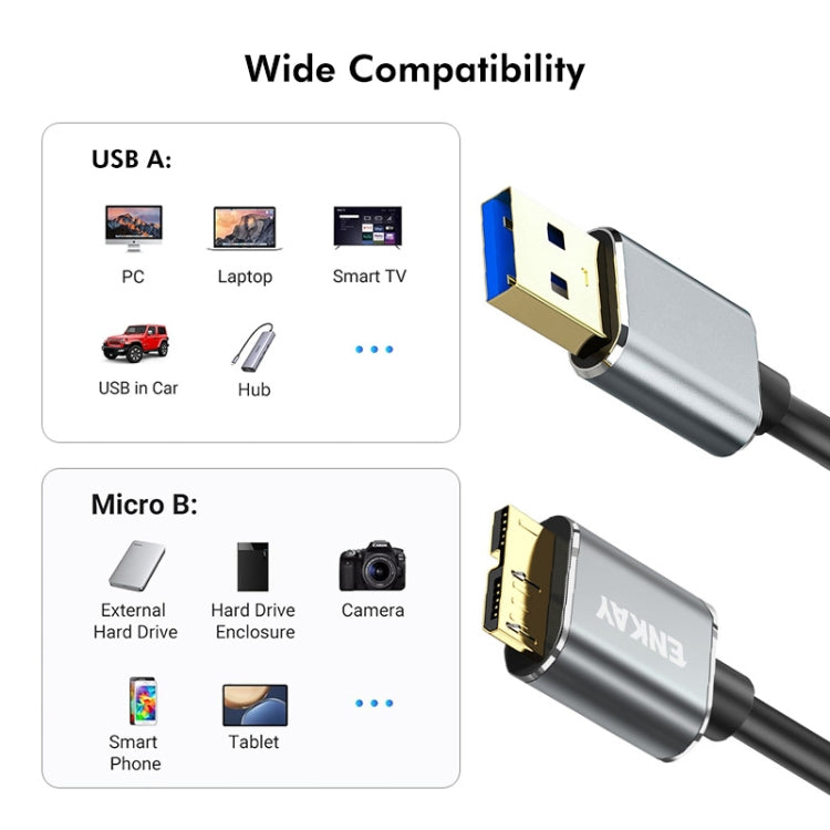ENKAY USB 3.0 A to USB 3.0 Micro B 5Gbps Data Camera Hard Drive Cable, Length:1.5m - USB 3.0 by ENKAY | Online Shopping South Africa | PMC TechLife | Buy Now Pay Later Mobicred